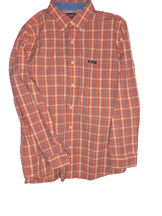 Chaps Other - Chaps Orange Plaid Button-Down Shirt with Blue Accent Size Large